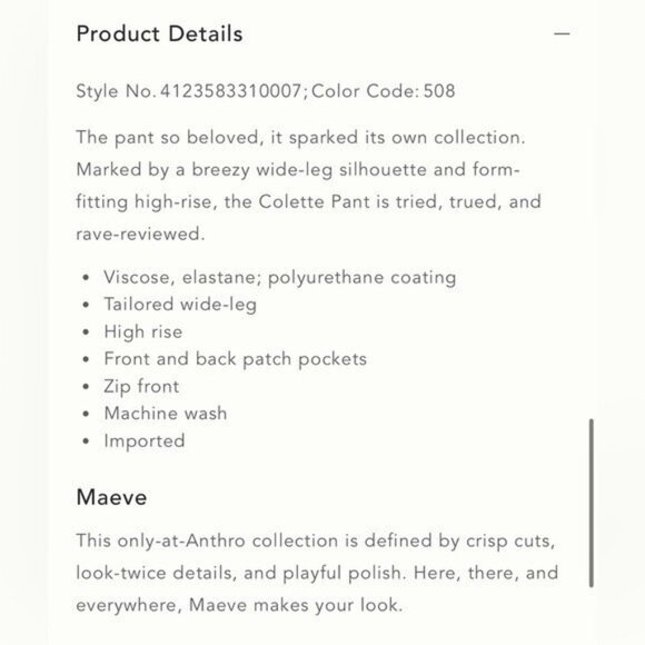 NWT Size 18W - The Colette Faux-Leather Crop Wide-Leg Pants Maeve (NWT US$ 148) - Picture 11 of 16